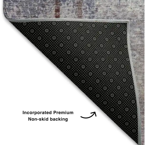 Lavender Gray And Ivory Abstract Washable Area Rug With UV Protection Photo 7