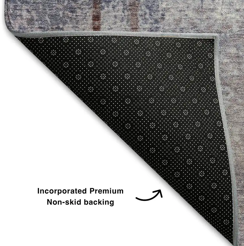 Lavender Gray And Ivory Abstract Washable Area Rug With UV Protection Photo 7