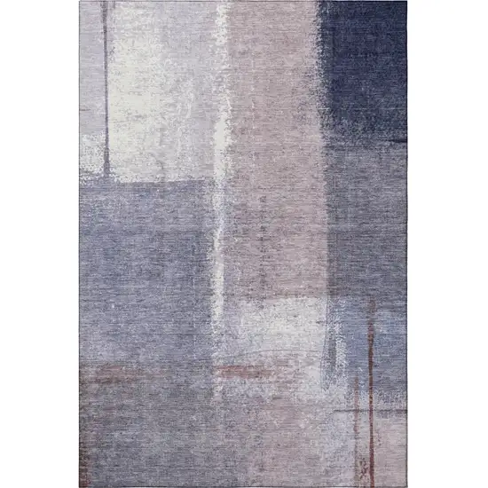 Lavender Gray And Ivory Abstract Washable Area Rug With UV Protection Photo 4