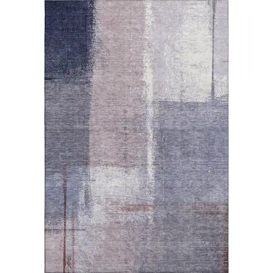 Lavender Gray And Ivory Abstract Washable Area Rug With UV Protection Photo 1