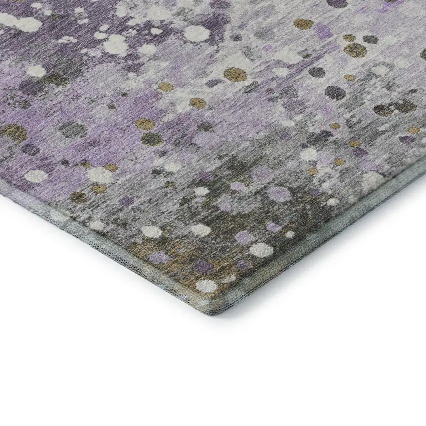 Lavender Gray And Ivory Abstract Washable Area Rug With UV Protection Photo 8