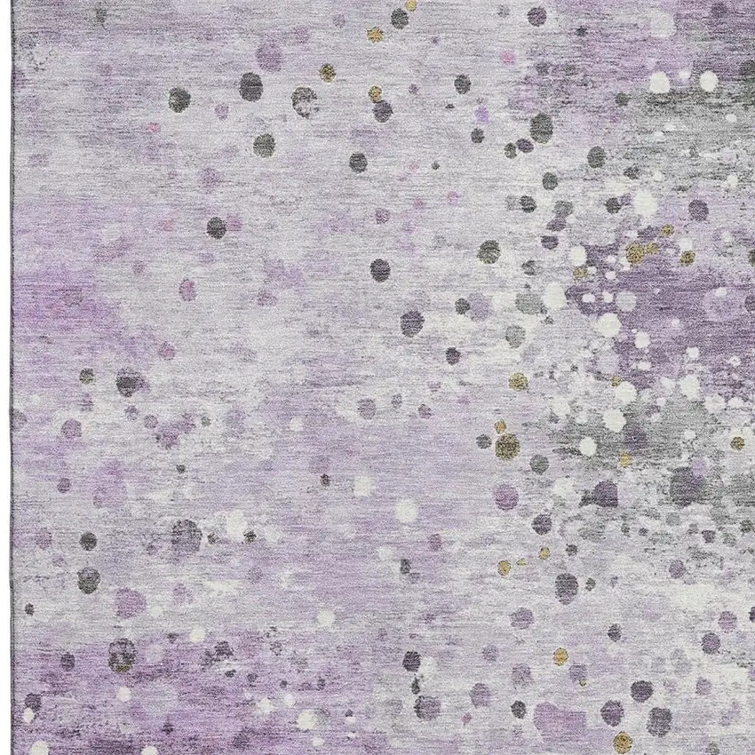 Lavender Gray And Ivory Abstract Washable Area Rug With UV Protection Photo 4