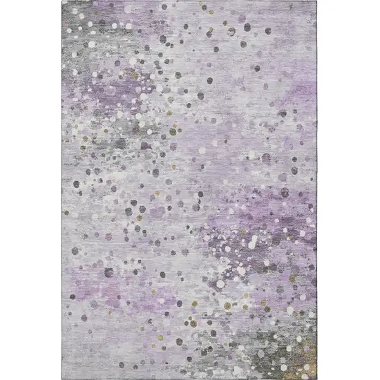 Lavender Gray And Ivory Abstract Washable Area Rug With UV Protection Photo 3