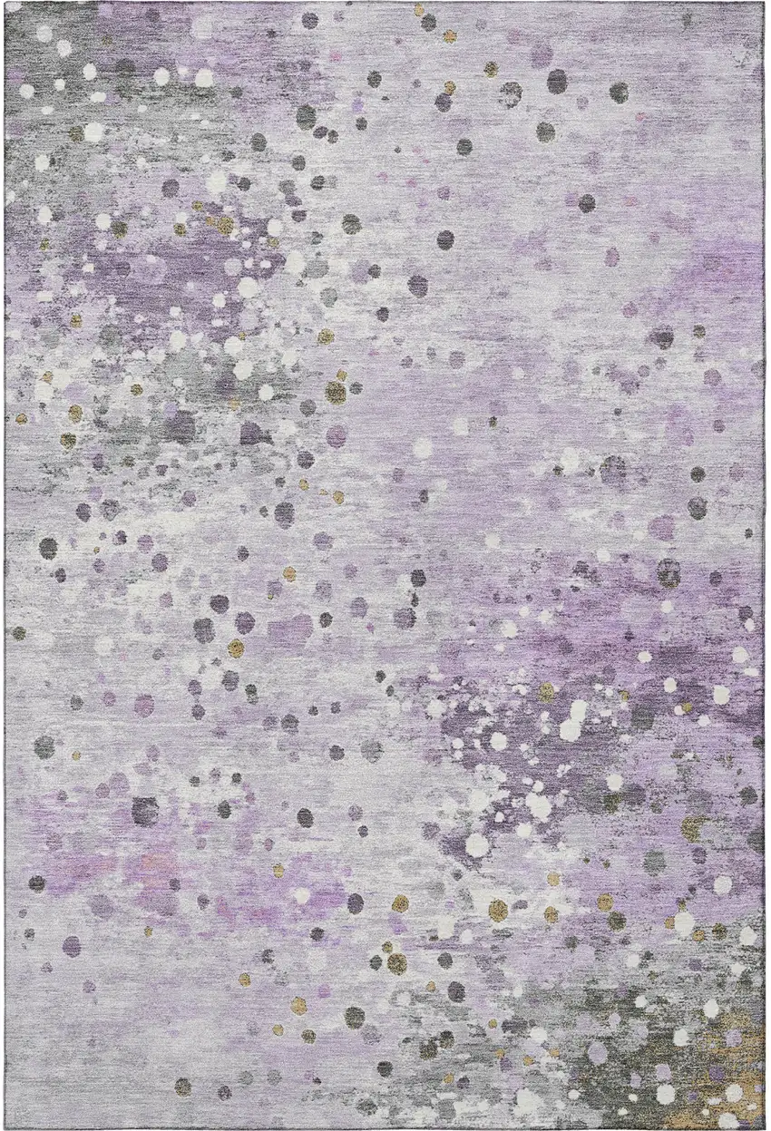 Lavender Gray And Ivory Abstract Washable Area Rug With UV Protection Photo 3