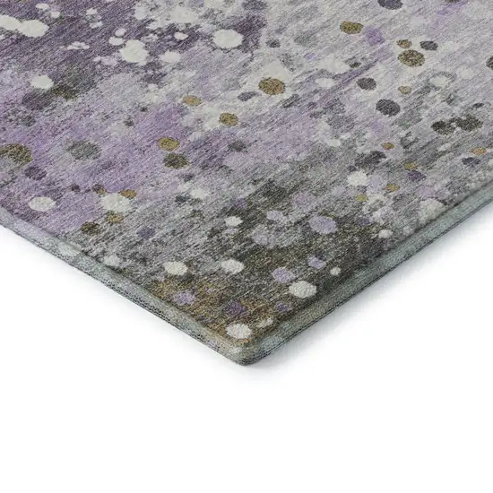 Lavender Gray And Ivory Abstract Washable Area Rug With UV Protection Photo 7