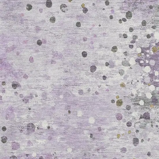 Lavender Gray And Ivory Abstract Washable Area Rug With UV Protection Photo 3