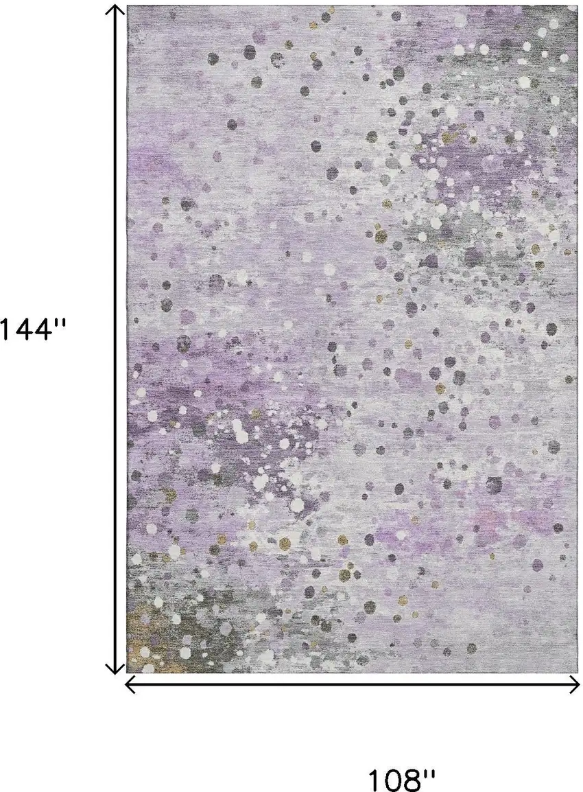 Lavender Gray And Ivory Abstract Washable Area Rug With UV Protection Photo 9