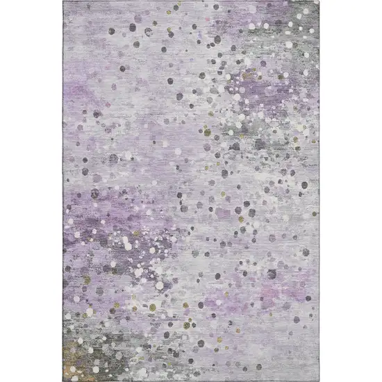 Lavender Gray And Ivory Abstract Washable Area Rug With UV Protection Photo 1