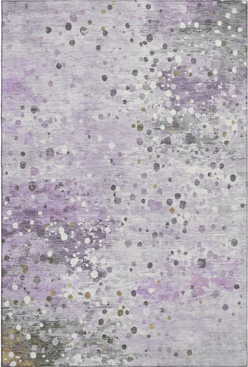 Lavender Gray And Ivory Abstract Washable Area Rug With UV Protection Photo 1