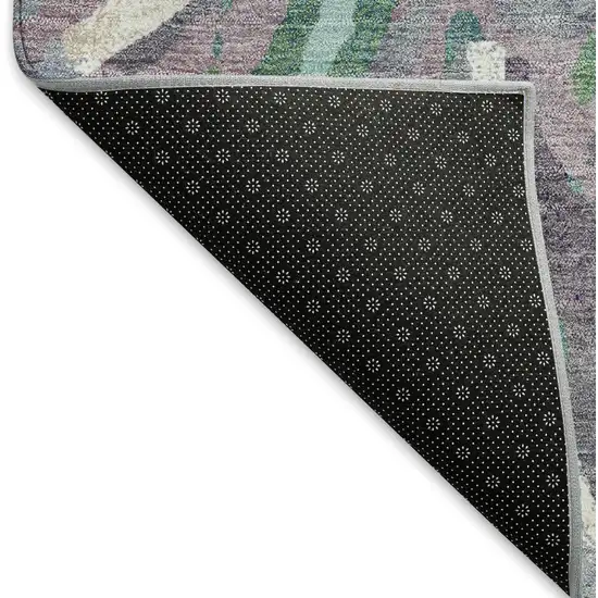 Lavender Gray And Ivory Floral Washable Indoor Outdoor Area Rug Photo 5