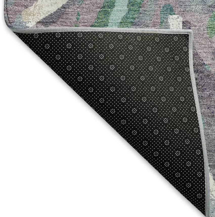 Lavender Gray And Ivory Floral Washable Indoor Outdoor Area Rug Photo 6