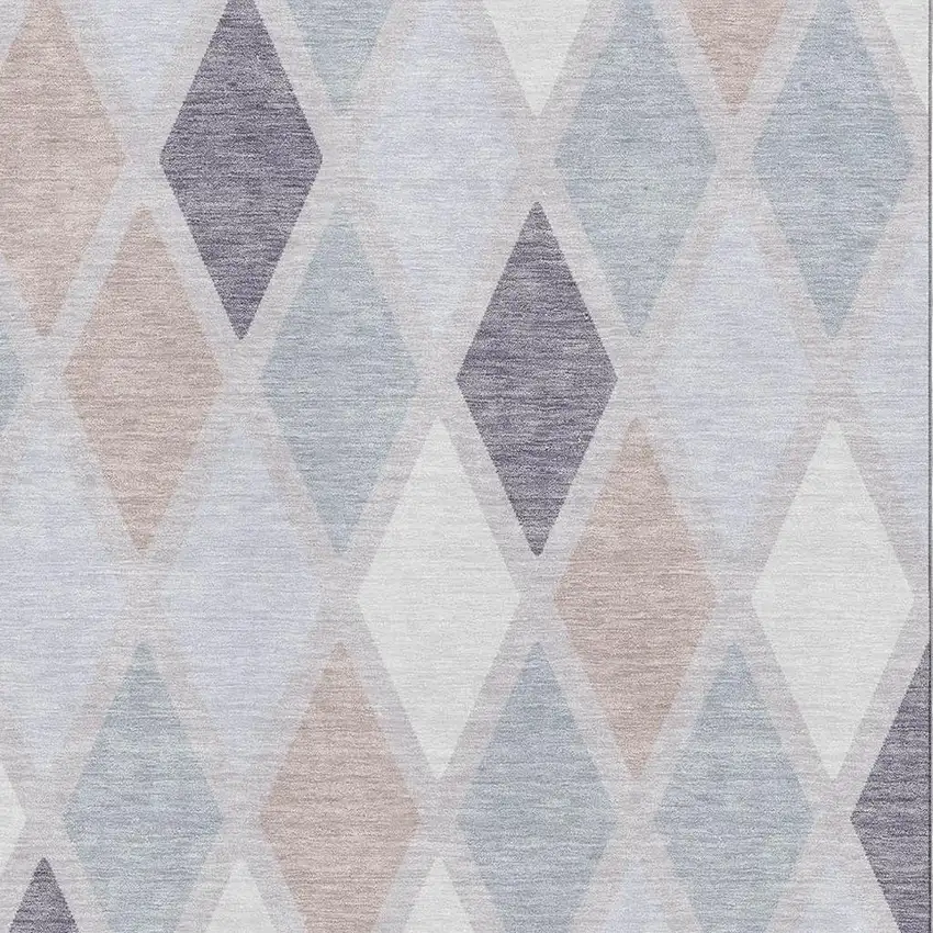 Lavender Gray And Ivory Geometric Washable Area Rug With UV Protection Photo 3