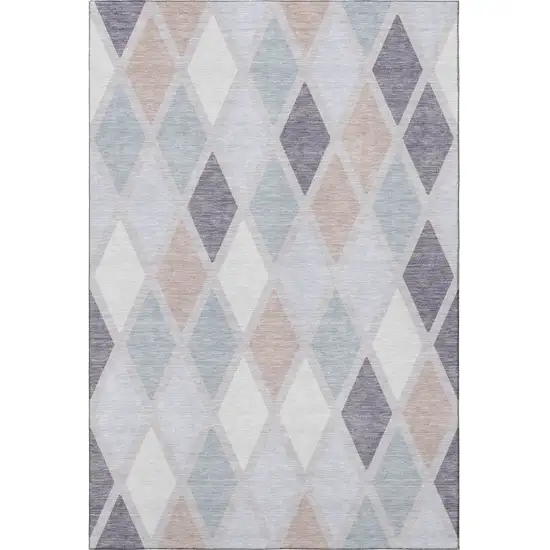 Lavender Gray And Ivory Geometric Washable Area Rug With UV Protection Photo 3