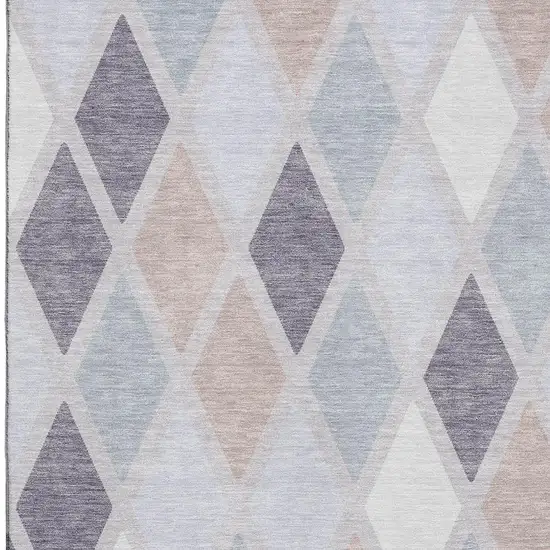 Lavender Gray And Ivory Geometric Washable Area Rug With UV Protection Photo 3