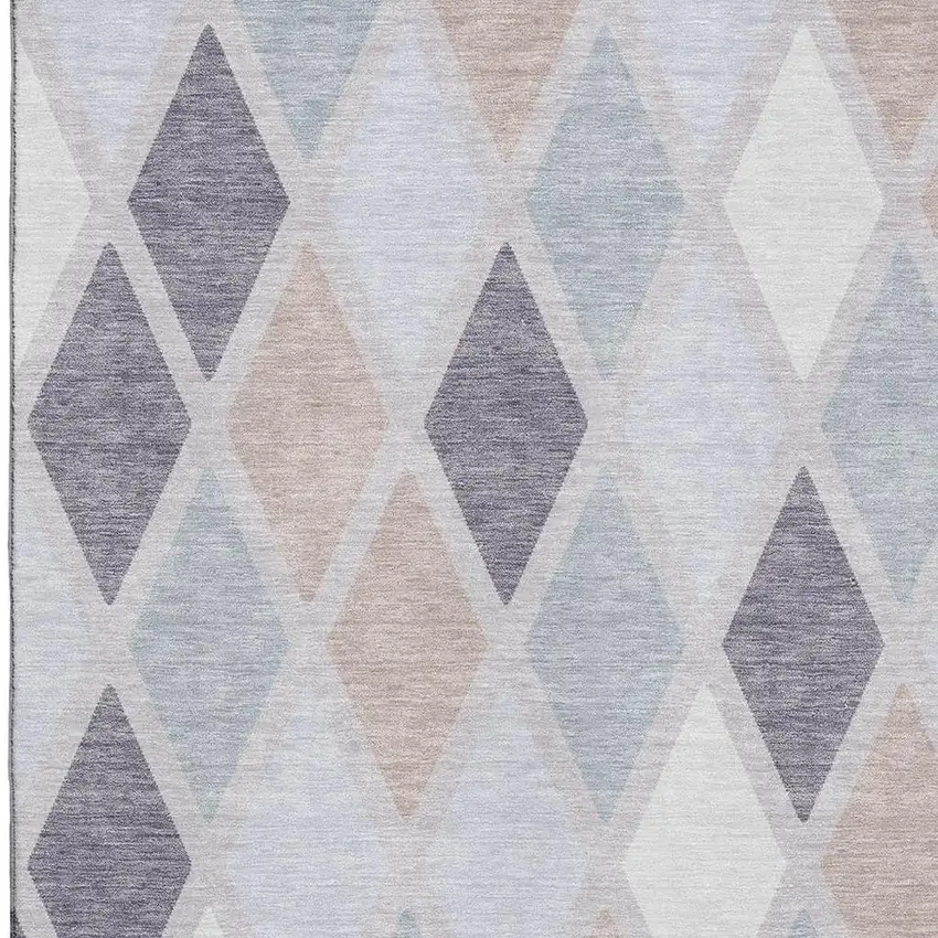 Lavender Gray And Ivory Geometric Washable Area Rug With UV Protection Photo 3
