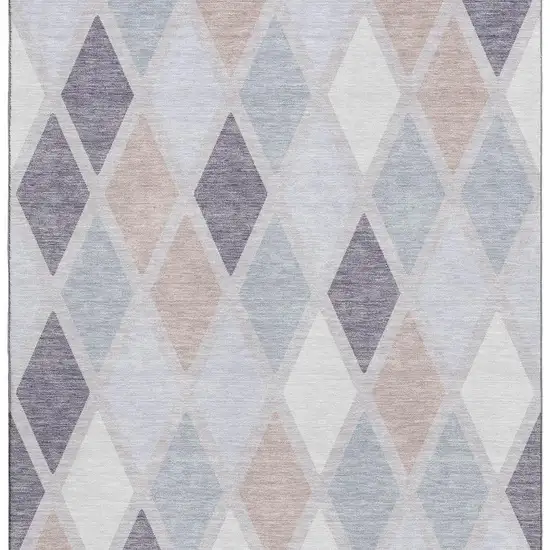 Lavender Gray And Ivory Geometric Washable Area Rug With UV Protection Photo 4