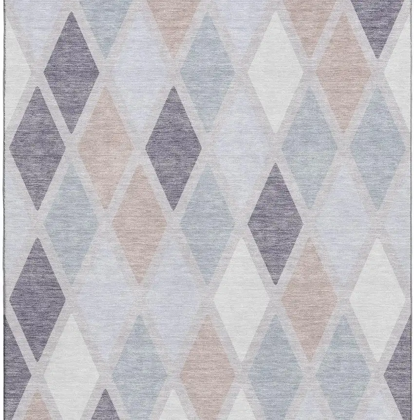 Lavender Gray And Ivory Geometric Washable Area Rug With UV Protection Photo 4