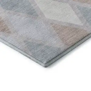 Photo of Lavender Gray And Ivory Geometric Washable Area Rug With UV Protection