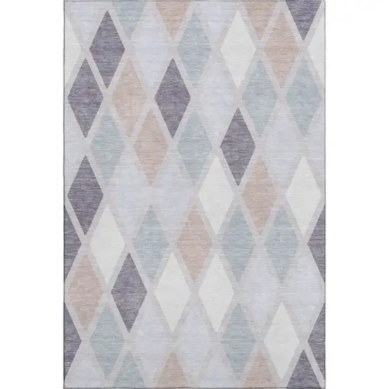 Lavender Gray And Ivory Geometric Washable Area Rug With UV Protection Photo 1
