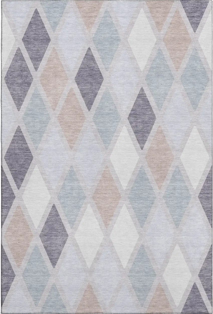 Lavender Gray And Ivory Geometric Washable Area Rug With UV Protection Photo 1