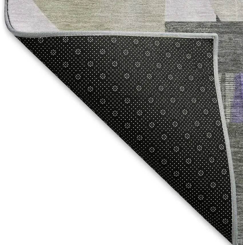 Lavender Gray And Ivory Geometric Washable Area Rug With UV Protection Photo 6