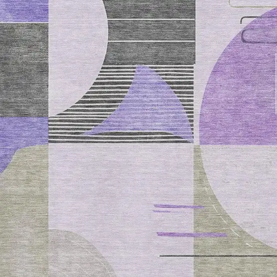 Lavender Gray And Ivory Geometric Washable Area Rug With UV Protection Photo 2