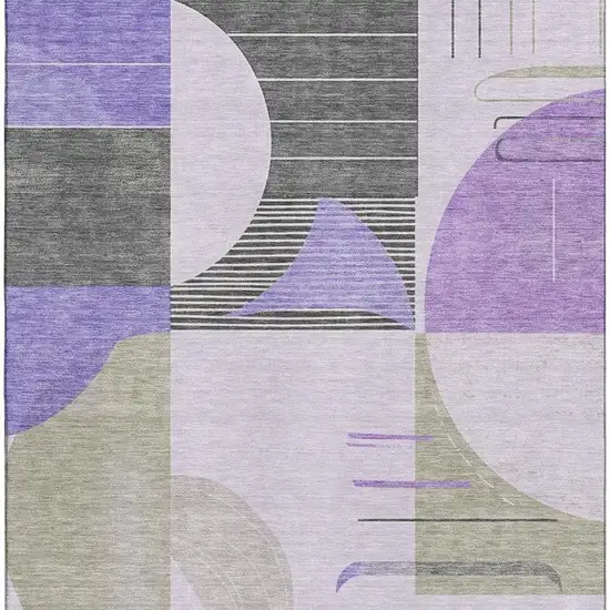 Lavender Gray And Ivory Geometric Washable Area Rug With UV Protection Photo 3