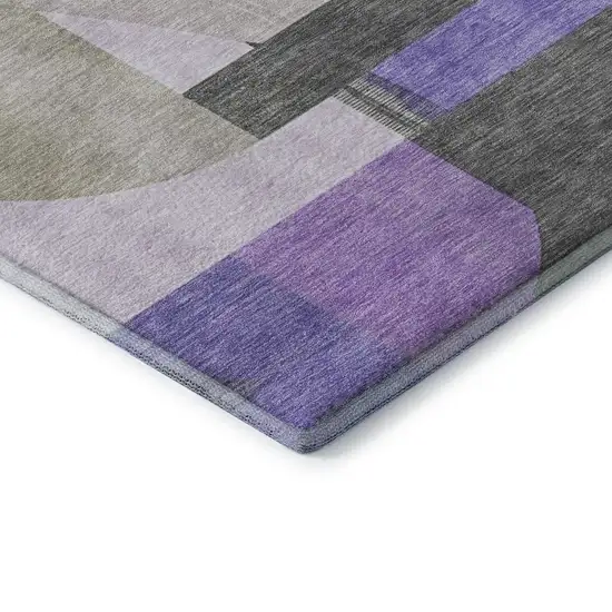 Lavender Gray And Ivory Geometric Washable Area Rug With UV Protection Photo 7
