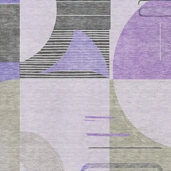 Lavender Gray And Ivory Geometric Washable Area Rug With UV Protection Photo 2