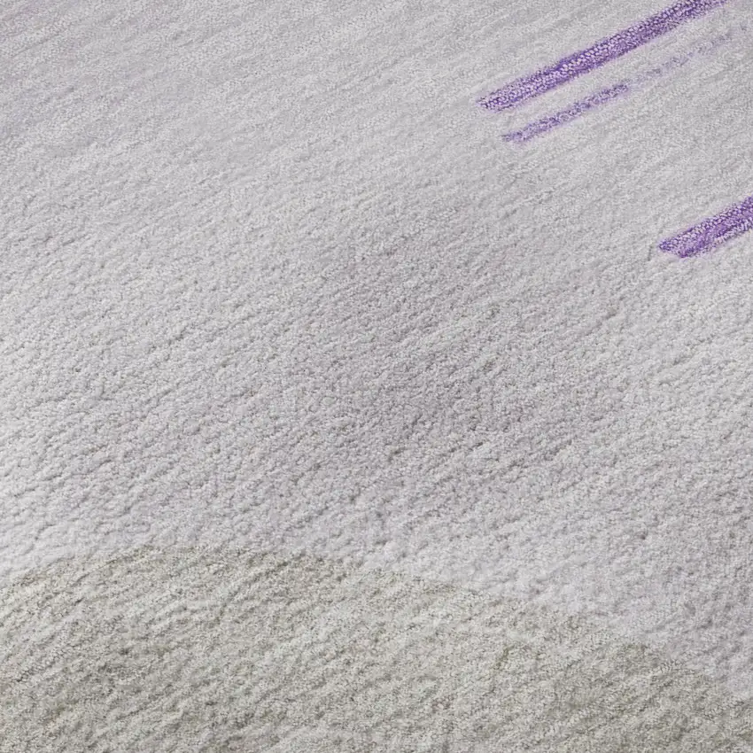 Lavender Gray And Ivory Geometric Washable Area Rug With UV Protection Photo 9