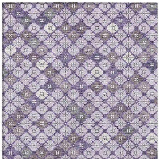 Lavender Gray And Ivory Geometric Washable Indoor Outdoor Area Rug Photo 3