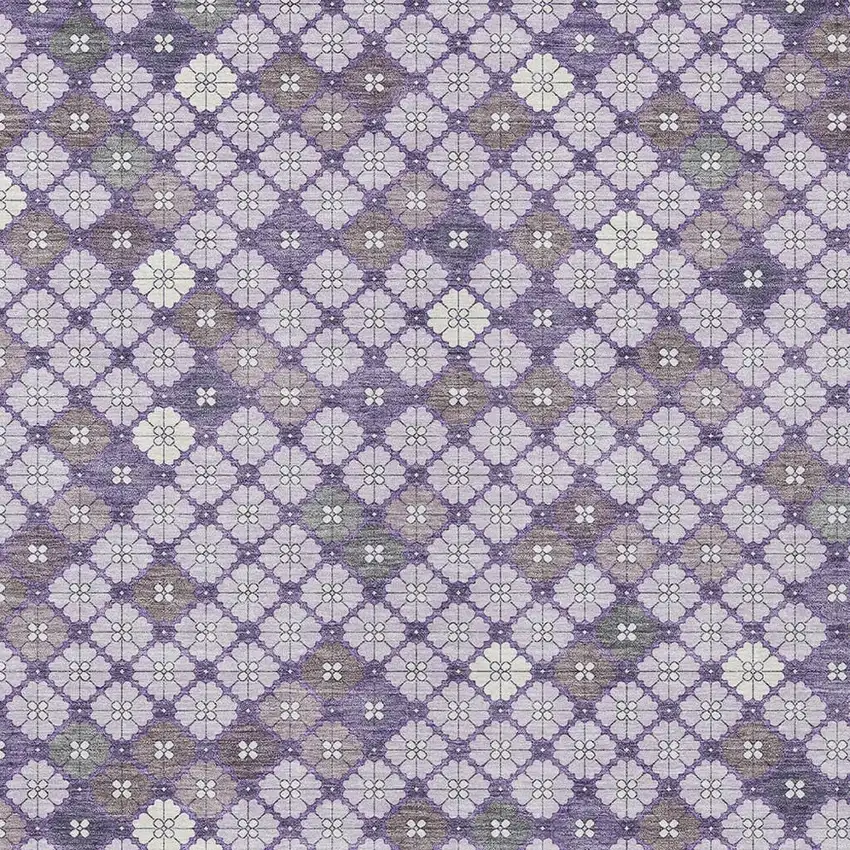 Lavender Gray And Ivory Geometric Washable Indoor Outdoor Area Rug Photo 3