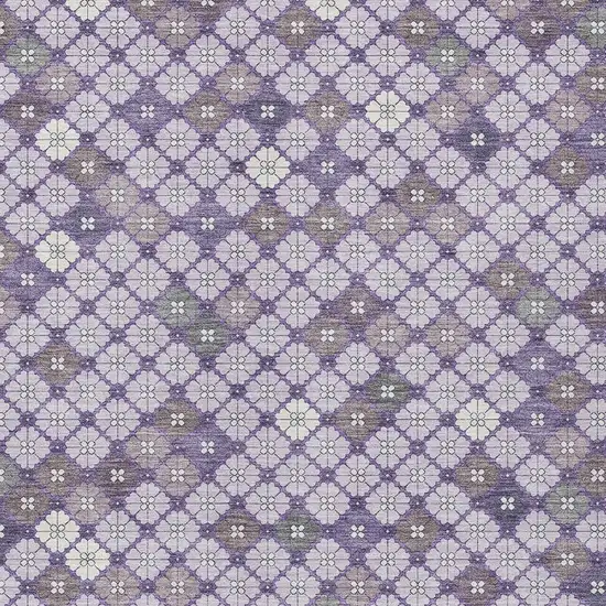 Lavender Gray And Ivory Geometric Washable Indoor Outdoor Area Rug Photo 3