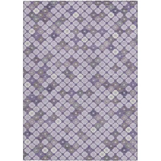 Lavender Gray And Ivory Geometric Washable Indoor Outdoor Area Rug Photo 4