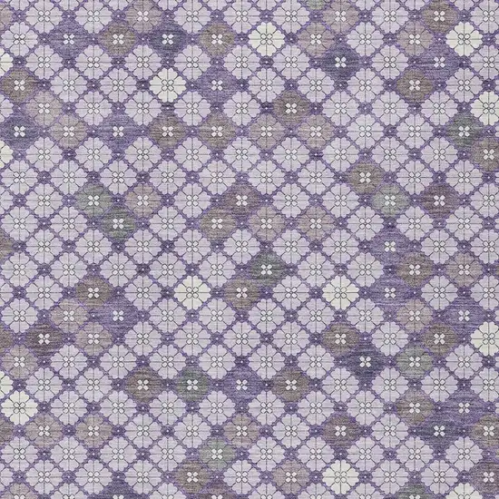 Lavender Gray And Ivory Geometric Washable Indoor Outdoor Area Rug Photo 3