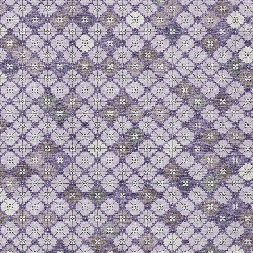 Lavender Gray And Ivory Geometric Washable Indoor Outdoor Area Rug Photo 3