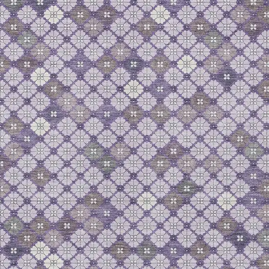 Lavender Gray And Ivory Geometric Washable Indoor Outdoor Area Rug Photo 3