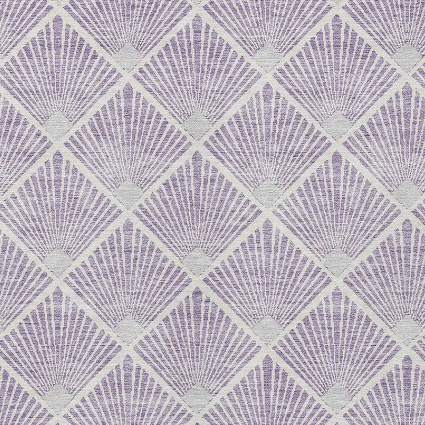 Lavender Gray And Ivory Geometric Washable Indoor Outdoor Area Rug Photo 6
