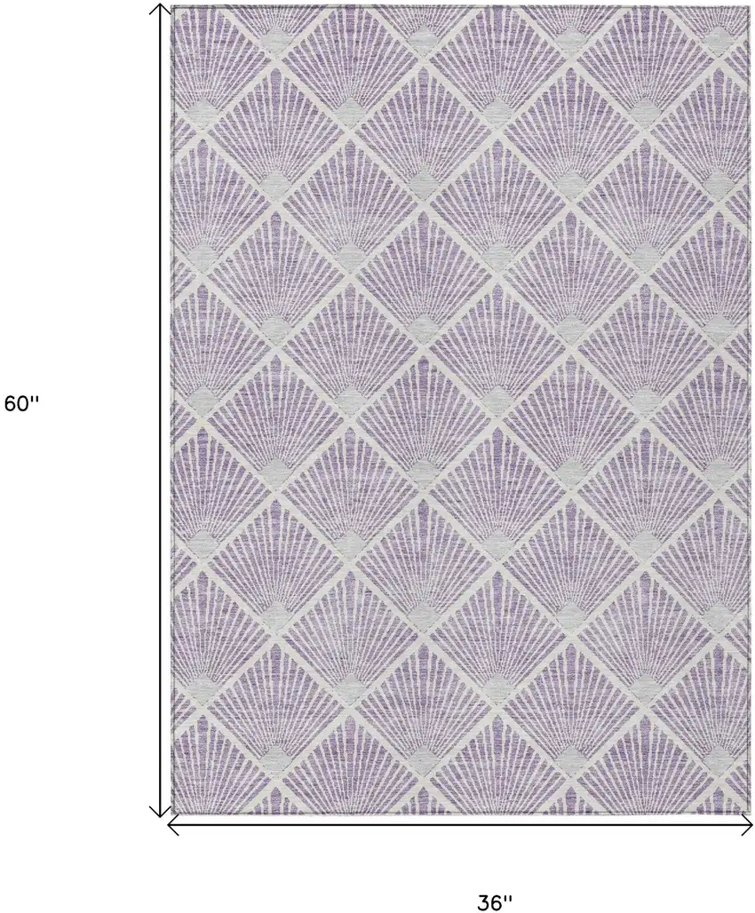 Lavender Gray And Ivory Geometric Washable Indoor Outdoor Area Rug Photo 3