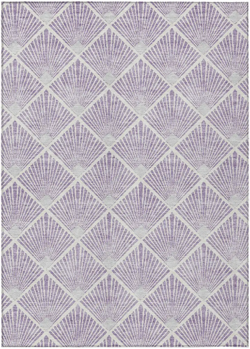 Lavender Gray And Ivory Geometric Washable Indoor Outdoor Area Rug Photo 2