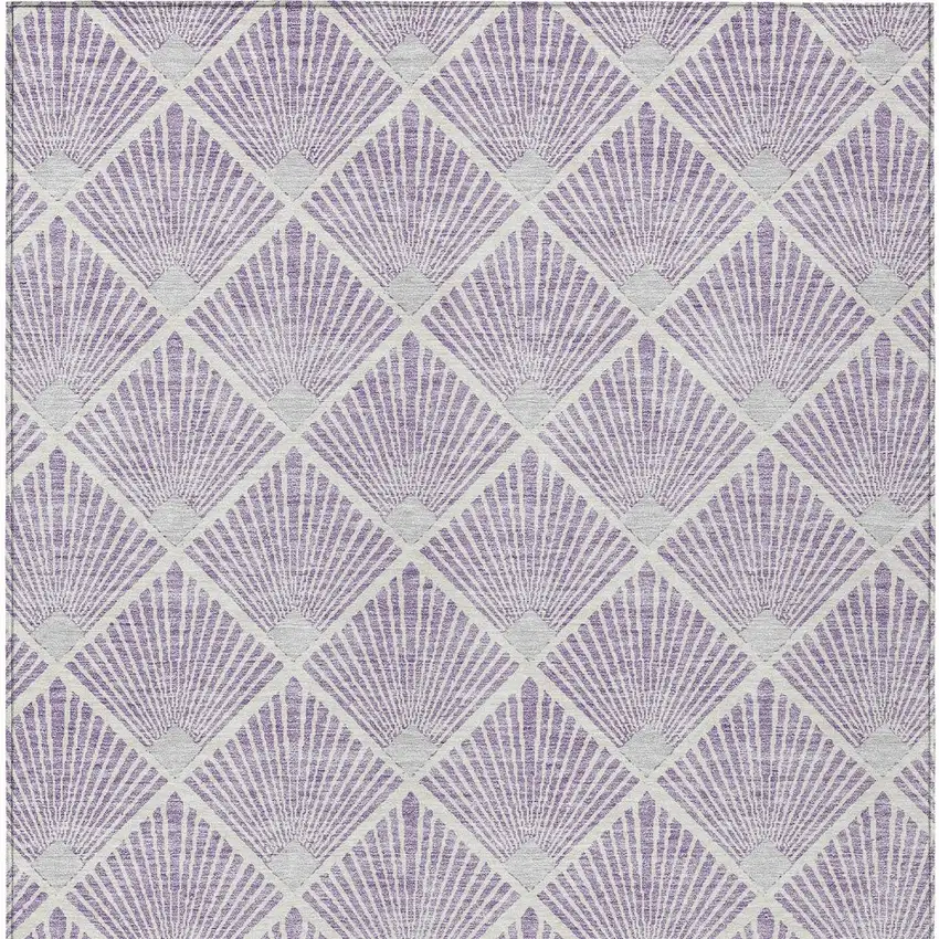 Lavender Gray And Ivory Geometric Washable Indoor Outdoor Area Rug Photo 7