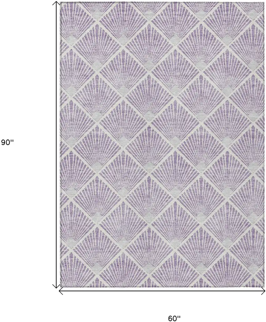 Lavender Gray And Ivory Geometric Washable Indoor Outdoor Area Rug Photo 3