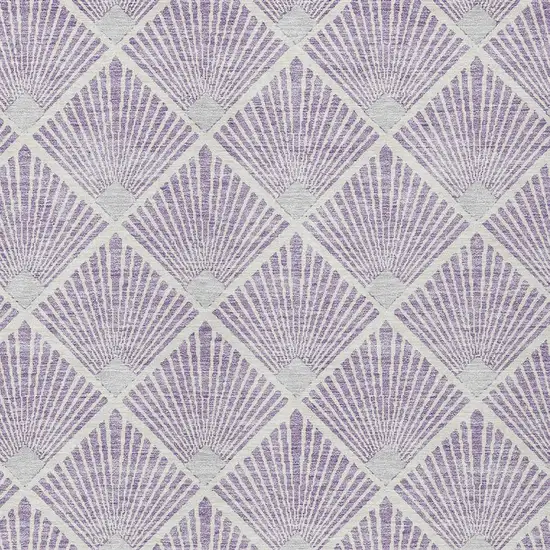 Lavender Gray And Ivory Geometric Washable Indoor Outdoor Area Rug Photo 6