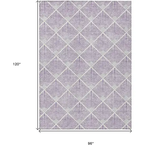 Lavender Gray And Ivory Geometric Washable Indoor Outdoor Area Rug Photo 3