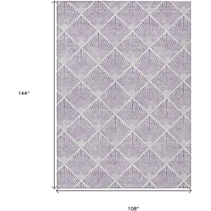 Photo of Lavender Gray And Ivory Geometric Washable Indoor Outdoor Area Rug