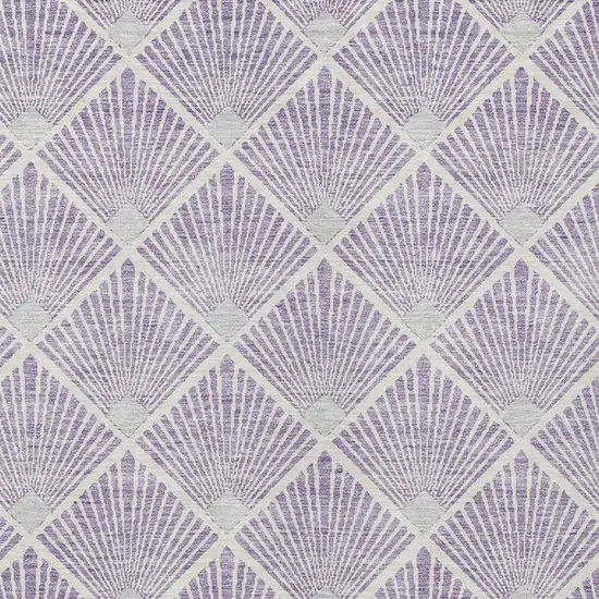 Lavender Gray And Ivory Geometric Washable Indoor Outdoor Area Rug Photo 6