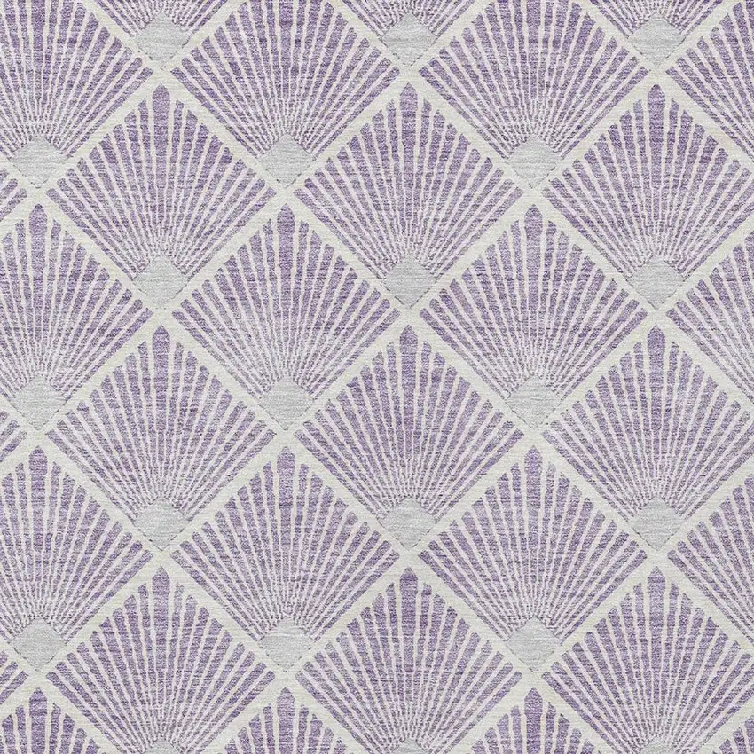 Lavender Gray And Ivory Geometric Washable Indoor Outdoor Area Rug Photo 6