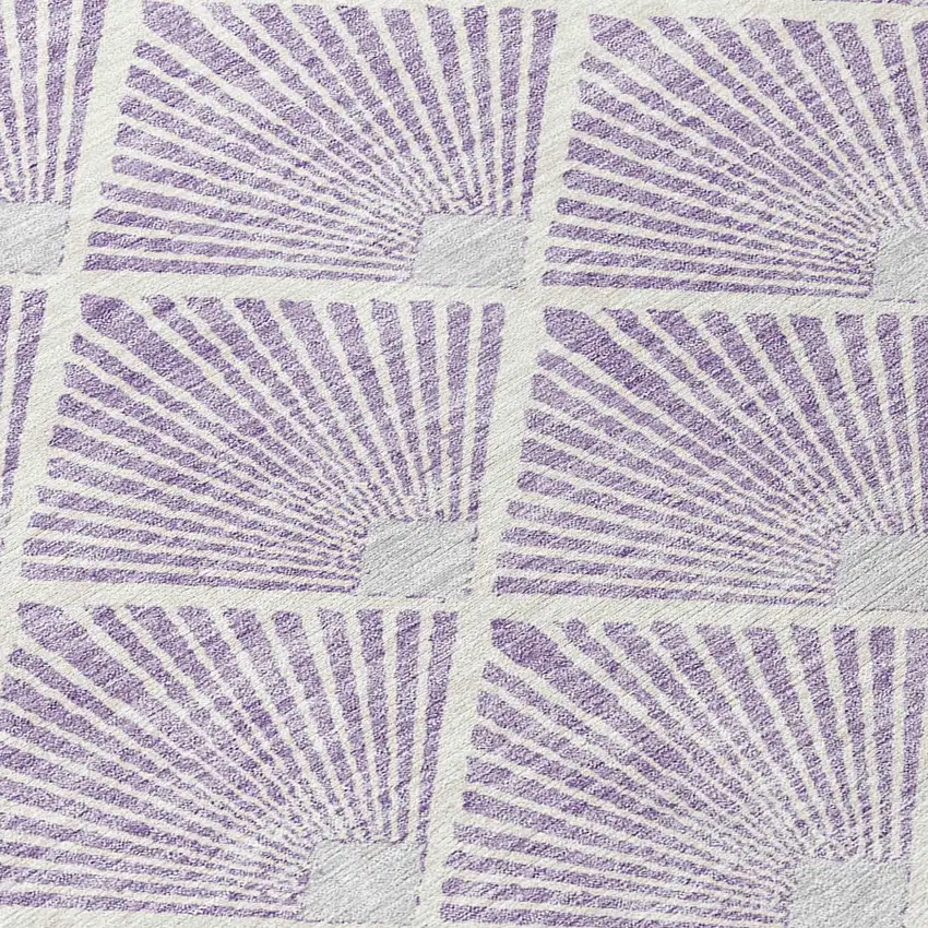 Lavender Gray And Ivory Geometric Washable Indoor Outdoor Area Rug Photo 5