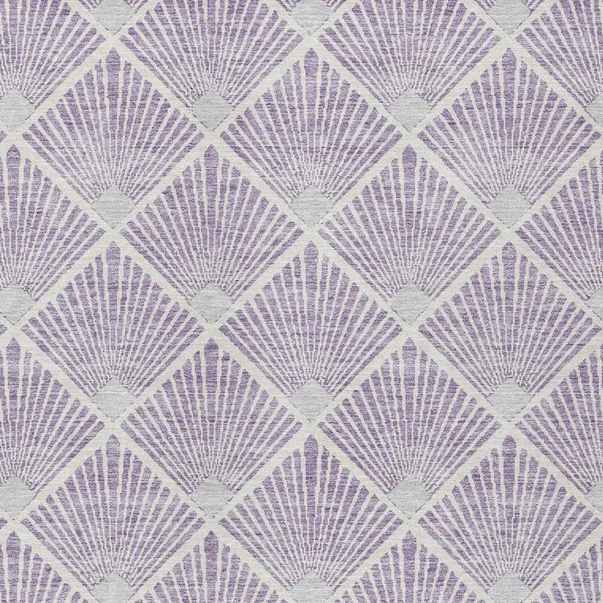 Lavender Gray And Ivory Geometric Washable Indoor Outdoor Area Rug Photo 6