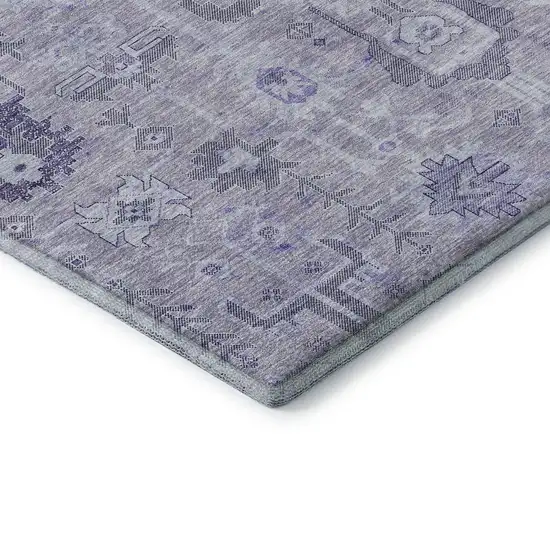 Lavender Gray And Ivory Oriental Washable Area Rug With UV Protection Photo 7